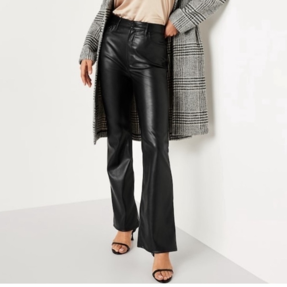 Old Navy High Rise Flare Black Faux Leather Pants size 4